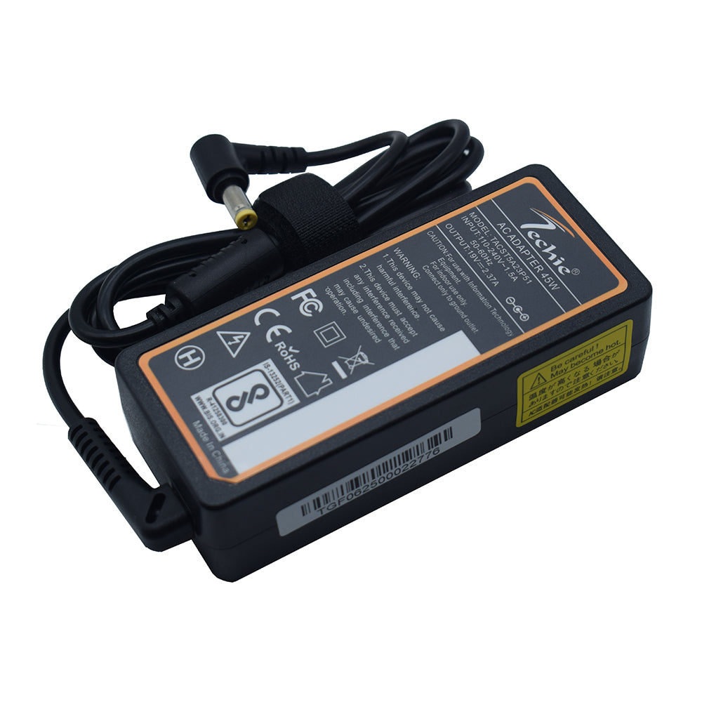 Techie 45W Laptop Charger for Acer Aspire 3 A315, A317, Aspire V3, Extensa EX215, Travelmate P259 Series (19V, 2.37A) 5.5*1.7MM Pin