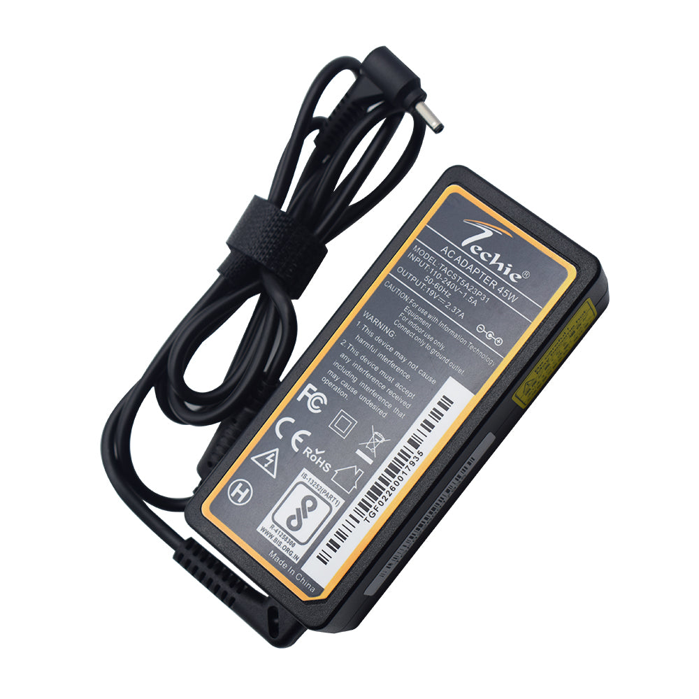 Techie 45W Laptop Charger for Acer Aspire 3 A314, A315, Aspire 5 A514, A A315, Extensa 15 EX215, Travelmate P2, X514 Series (19V, 2.37A) 3.0x1.1MM Pin