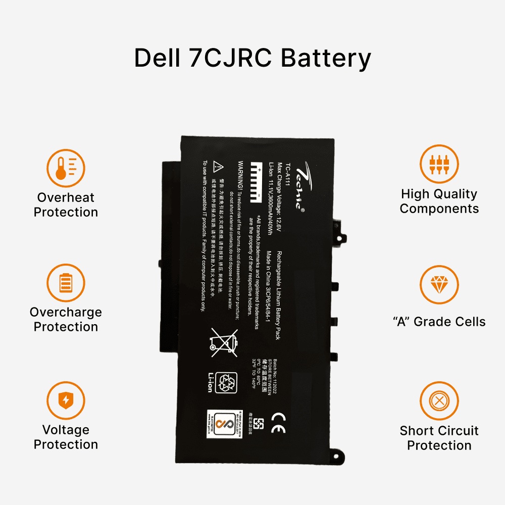 Techie Compatible Battery for Dell E7470 - Latitude 0579TY, 579TY ,F1KTM, PDNM2 Laptops (3600mAh, 3-Cell)