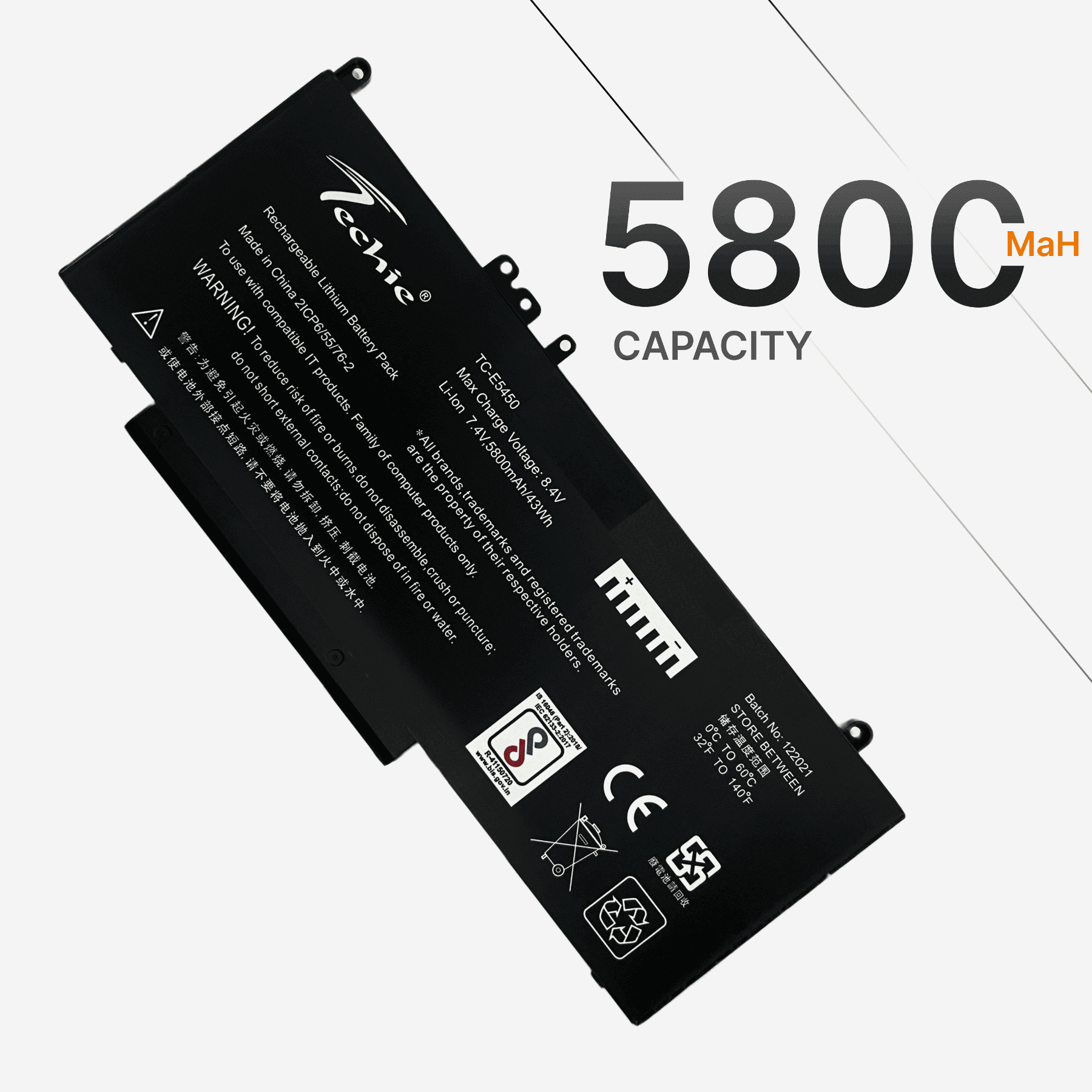 Techie Compatible Battery for Dell E5450 - G5M10, E5550, E5570, Latitude E5470 Laptops (5800mAh, 4-Cell)