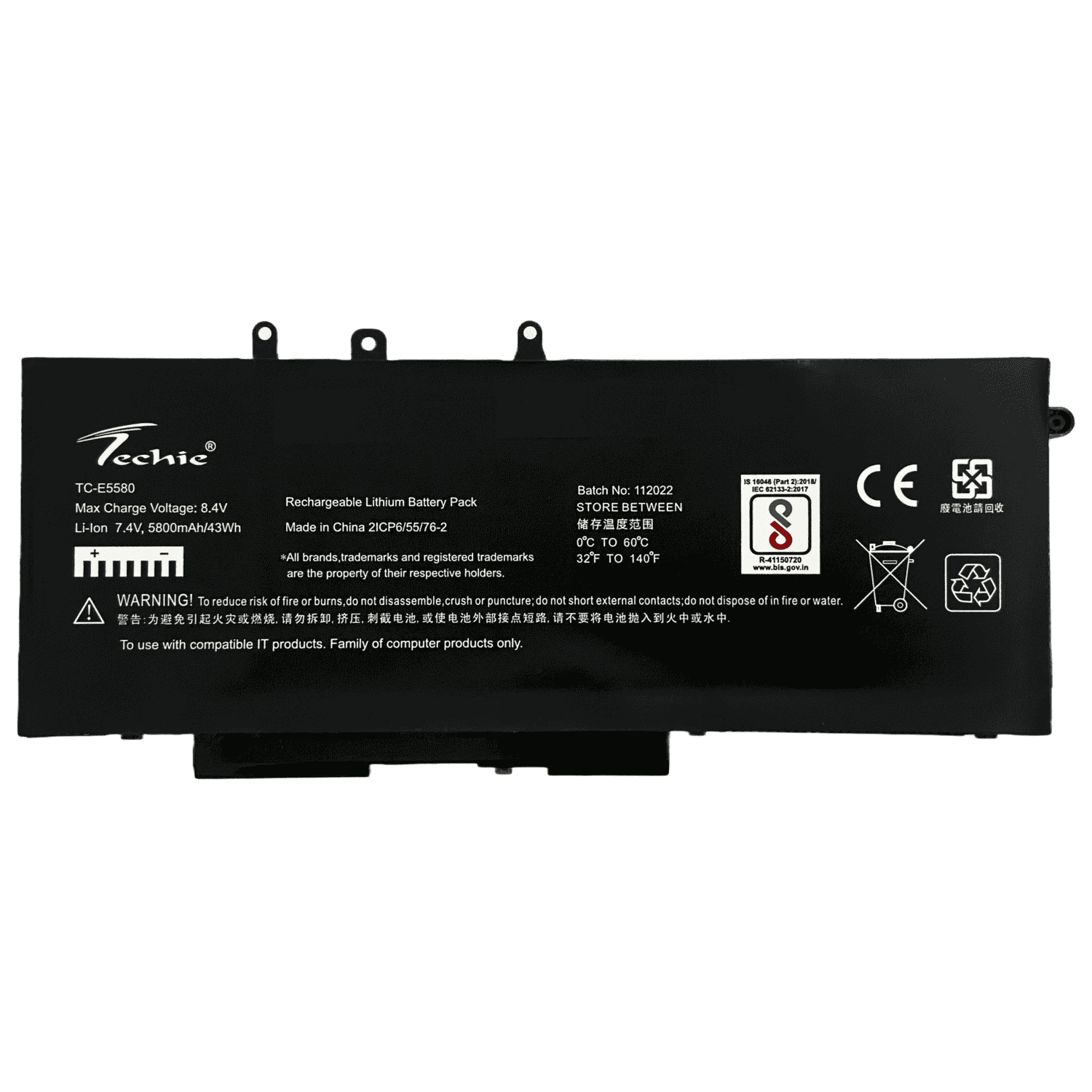 Techie Compatible Battery for Dell E5580 - Latitude 5490, 5491, 5580, 5480, 5280, 5290 Laptops (5800mAh, 4-Cell)