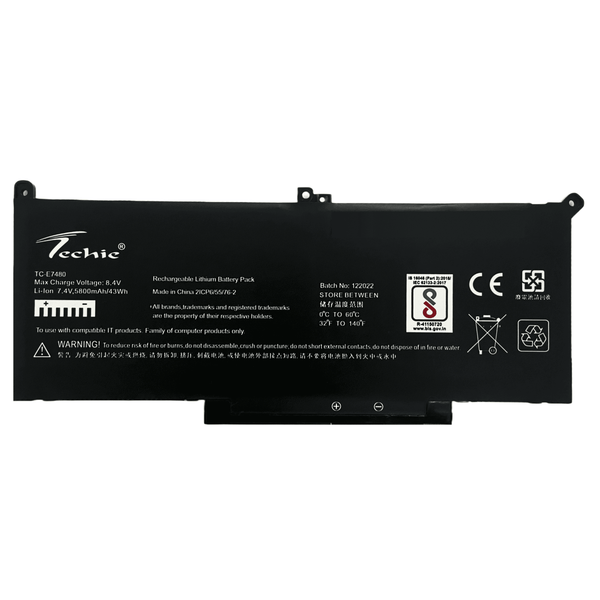Techie Compatible for Dell E7480 - F3YGT, MYJ96, DM3WC, Latitude E7280, E7380 Laptops (5800mAh, 4-Cell)