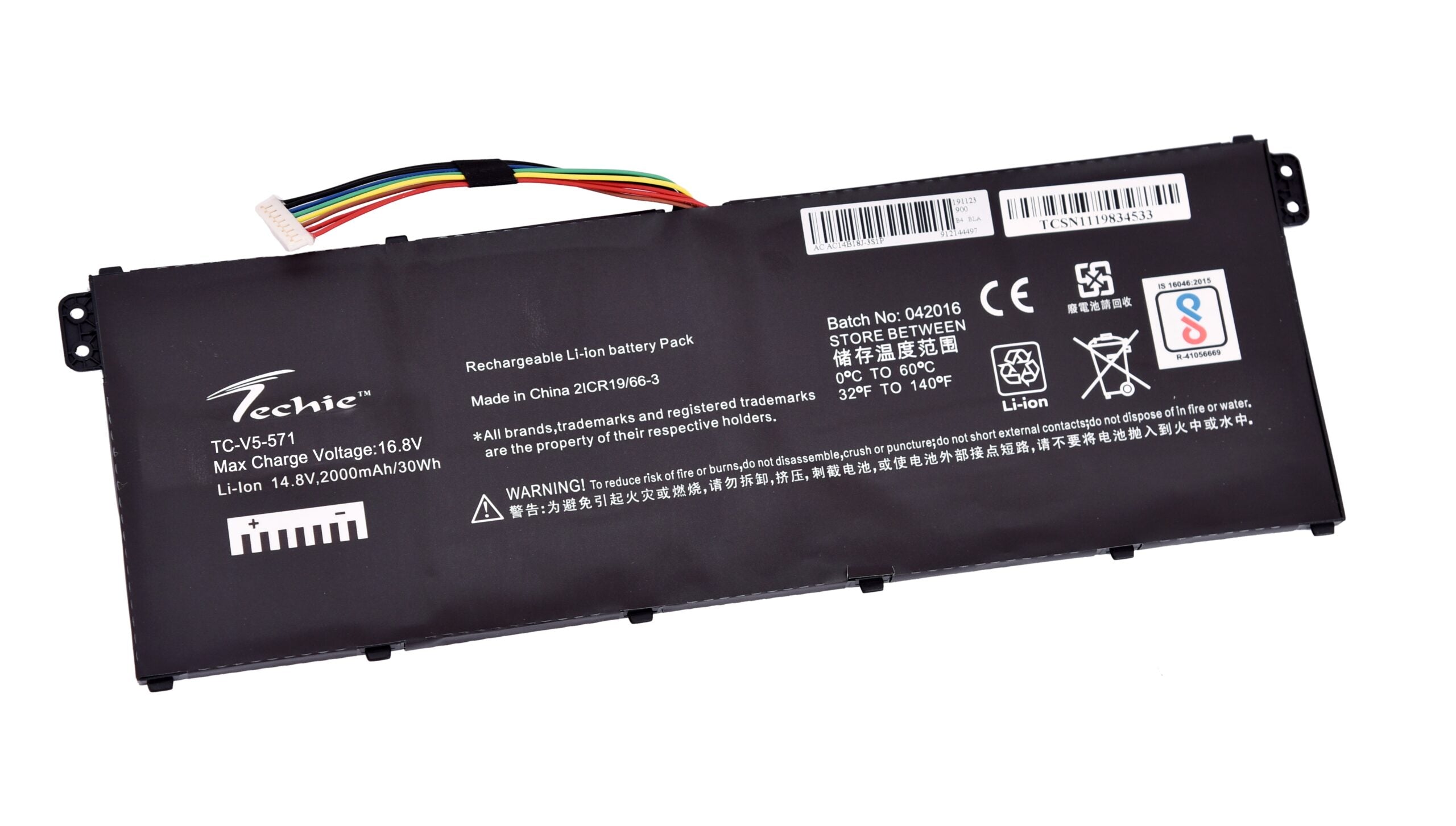 Techie Compatible Battery for Acer ES1-512 - AC14B13J, AC14B18J, Aspire ES1-511, Gateway NE512 Series Laptops (2100mAh, 3-Cell)