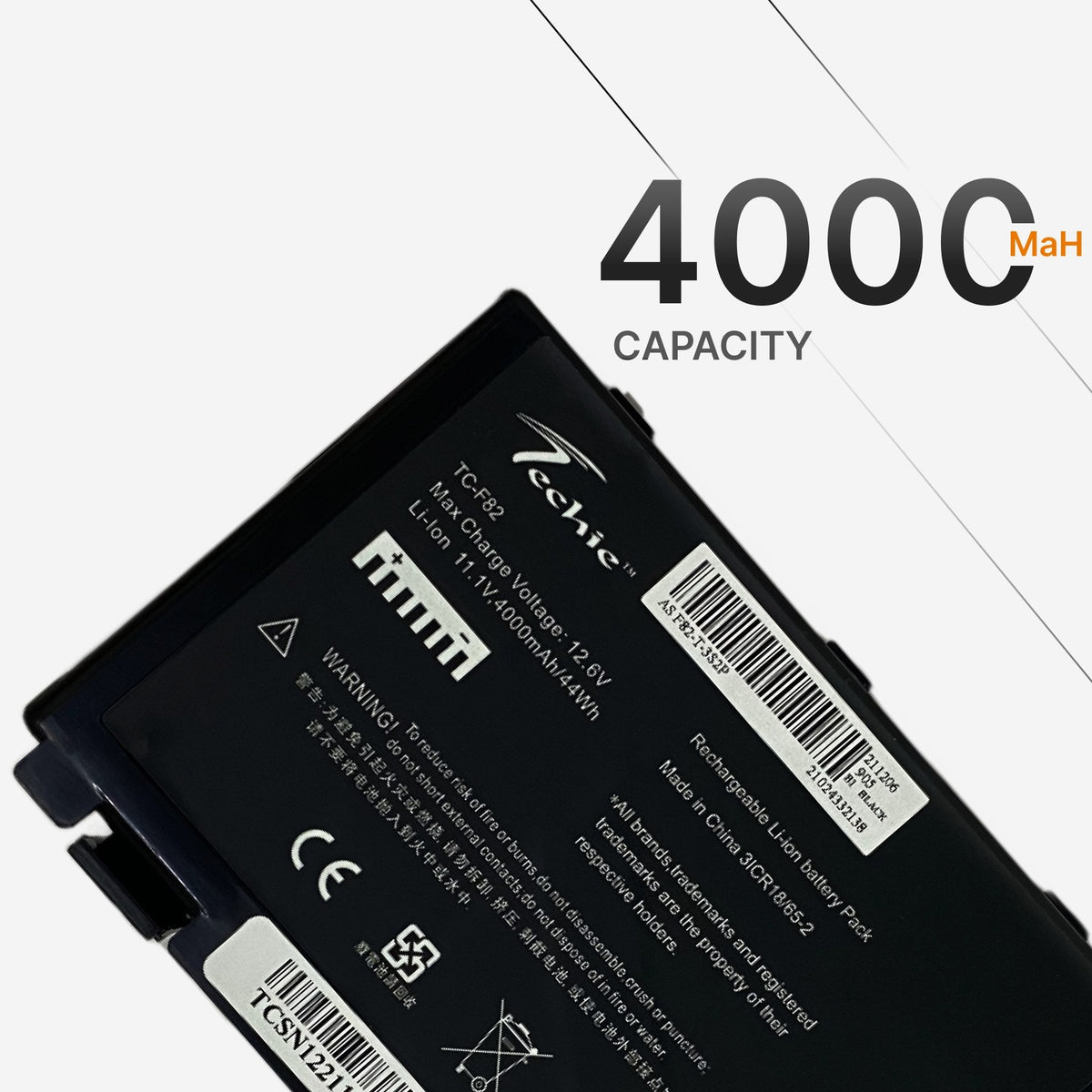 Techie Compatible Battery for Asus F82 - A32-F52, A32-F82, L0A2016, F52, F82 Series Laptops (4000mAh, 6-Cell)