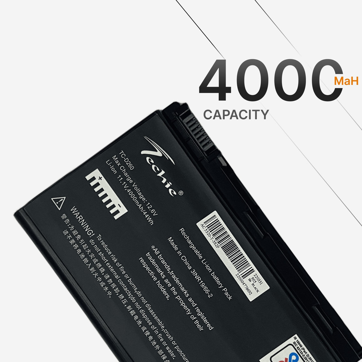 Techie Compatible Battery for Acer GRAPE32 - GRAPE34, Extensa 5210, 5220, 5620G, 5620Z Laptops (4000mAh, 6-Cell)