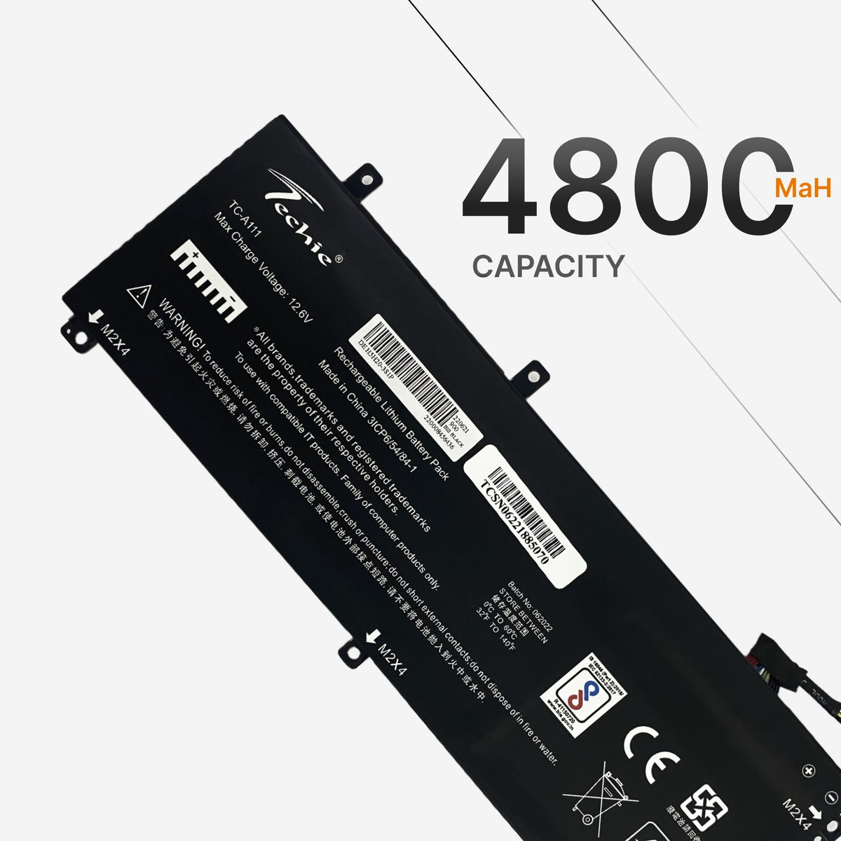 Techie Compatible Battery for Dell H5H20 - Precision 5510, XPS15 9560, 5D91C, P56F001 Laptops (4800mAh, 3-Cell)