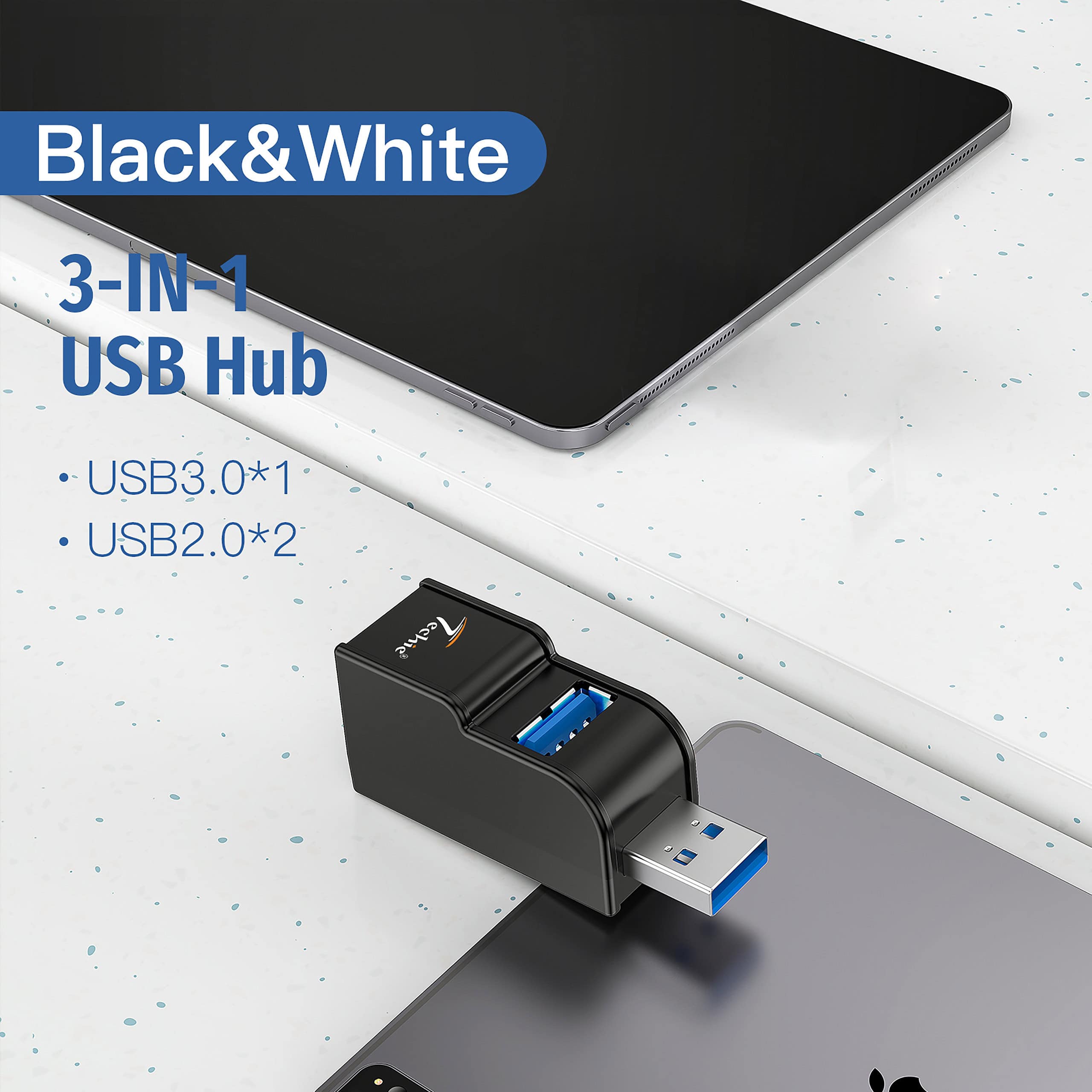 Expand Your Connectivity with Techie 3-in-1 USB Hub – USB 3.0 & 2 x USB 2.0 Ports for Laptop, PC, Mac