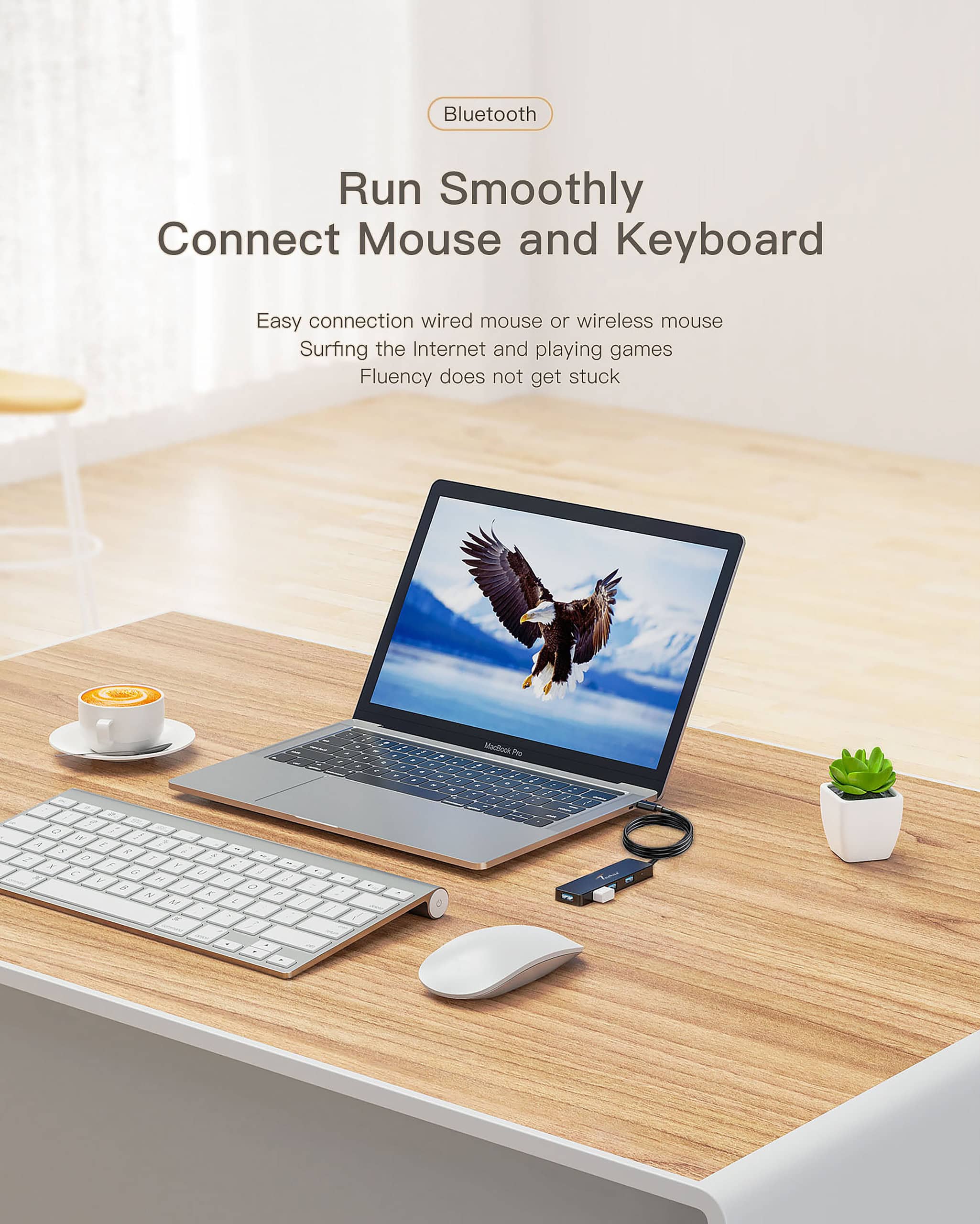 Maximize Connectivity with Techie USB/Type-C Hub – 4 x USB 3.0 Ports & 1M Cable for Laptop, PC, Mac