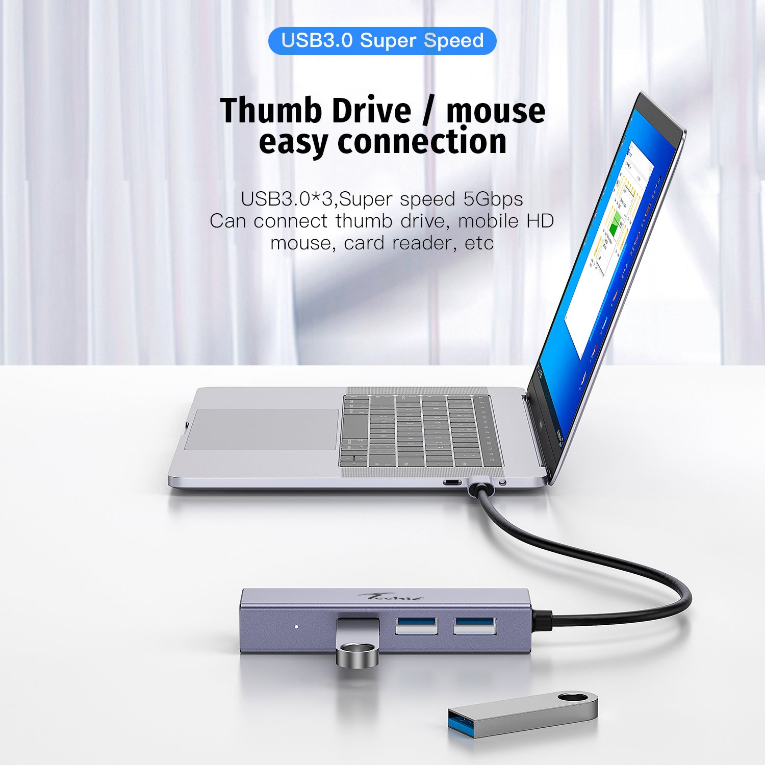 Enhance Your Device’s Connectivity with Techie 4-in-2 USB/Type-C Hub – 3 x USB 3.0 & 1 x Gigabit Ethernet