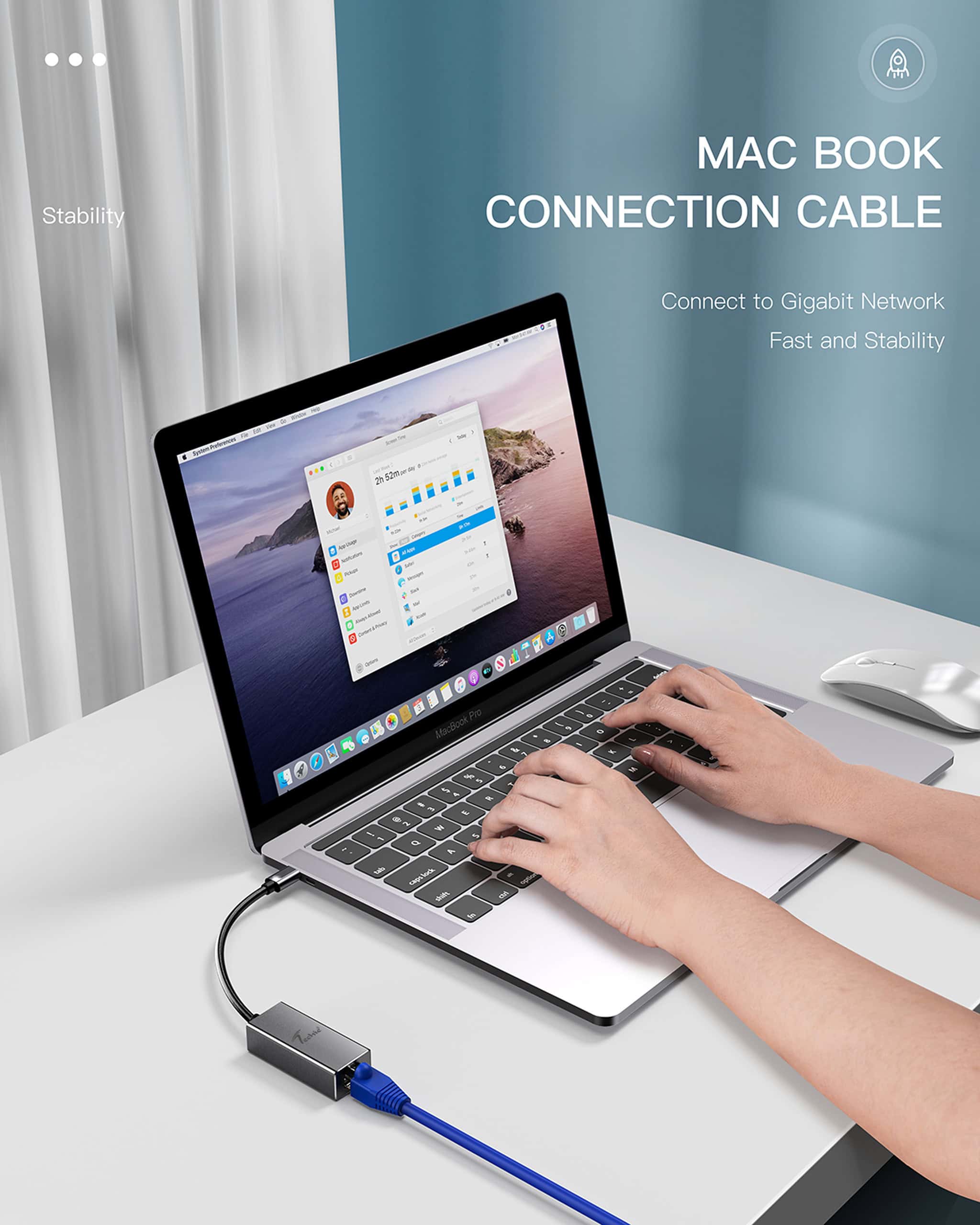 Techie USB/Type-C to RJ45 Gigabit Ethernet Converter