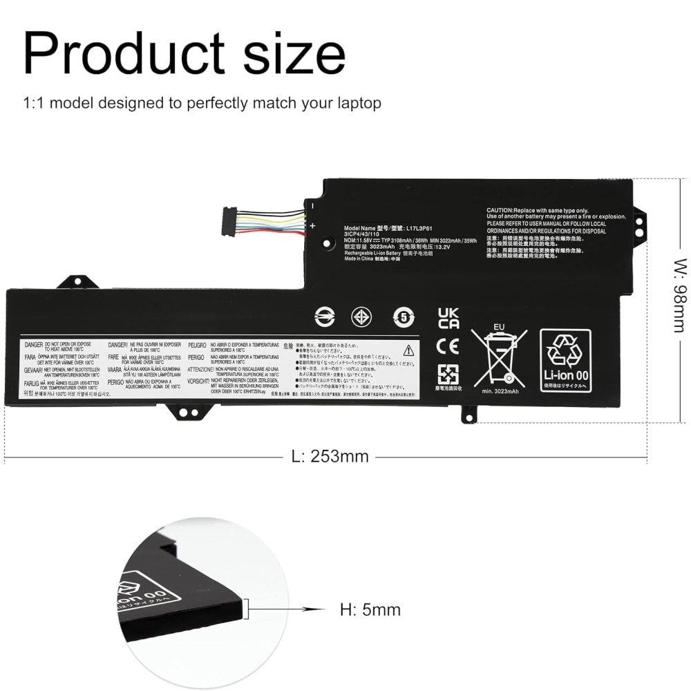 Techie Compatible Battery for Lenovo L17L3P61 - IdeaPad 320 Laptop (2000mAh, 3-Cell)