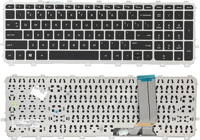 Techie Laptop Keyboard for HP Envy 15-J, 17-J TouchSmart 15-J, 17-J &amp; m7-j Series with Silver Frame