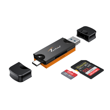 Techie 2-in-1 SD & Micro SD Card Reader – USB-A + USB-C, USB 3.0 / 5 Gbps
