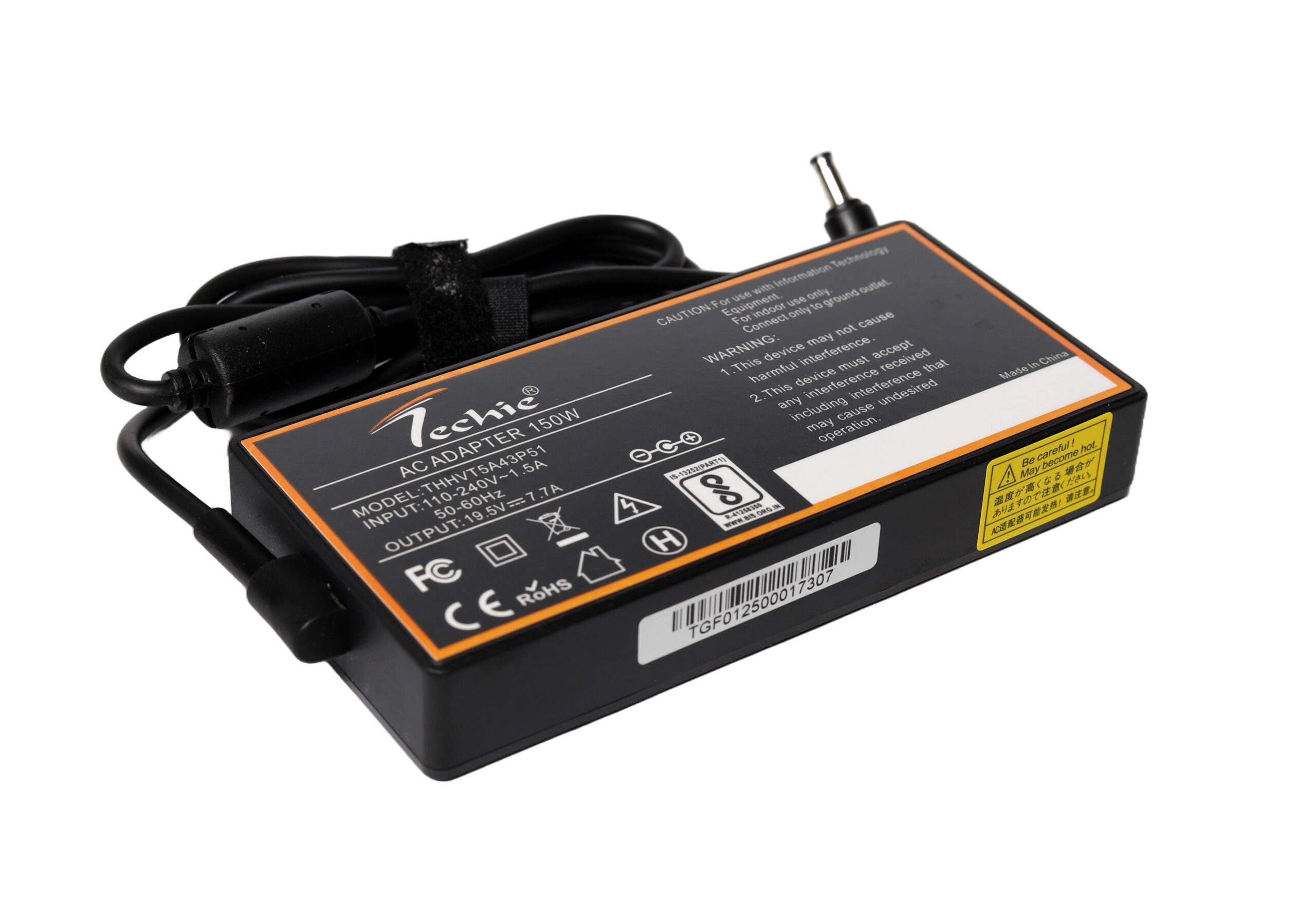 Techie 150W Laptop Charger for MSI GE62,GE72, GF75, GL62, PRO 24 6NC, Workstation WS60 Series (19.5V, 7.7A) 5.5*2.5MM
