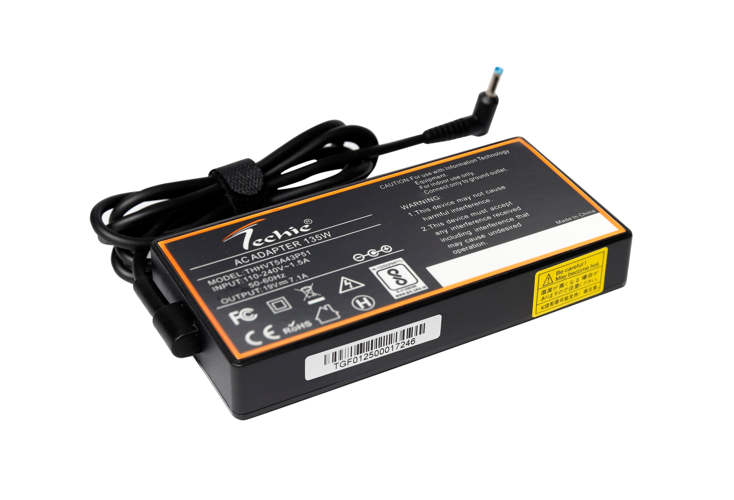 Techie 135W Laptop Charger for HP Envy 14, Envy 15, Envy 16, Envy 17, Omen 15, Omen 17,  ZBook 15 Series (19V, 7.1A) 4.5*3.0MM