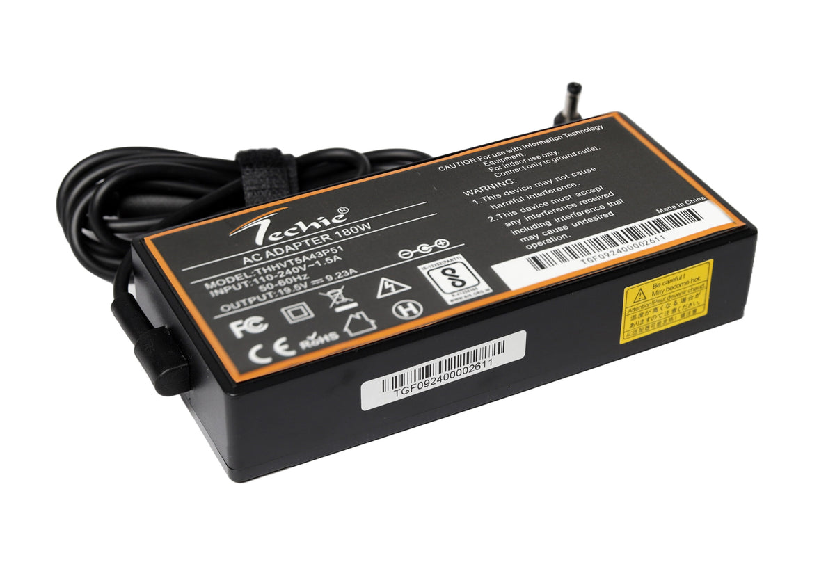 Techie 180W Laptop Charger for MSI Bravo 15 A4DC, Creator 15 A10SD, GE62, P65 Creator, GS65 Stealth Series (19.5V, 9.23A) 5.5*2.5MM