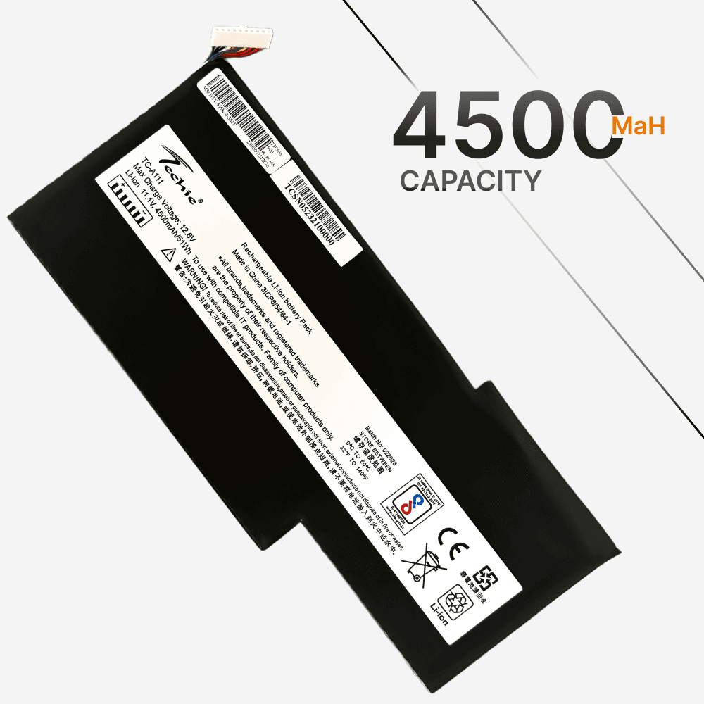 Techie Compatible Battery for MSI BTY-M6K - MS-17B4, MS-16K3 Laptops (4300mAh, 3-Cell)