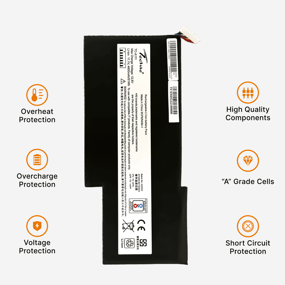 Techie Compatible Battery for MSI BTY-M6K - MS-17B4, MS-16K3 Laptops (4300mAh, 3-Cell)