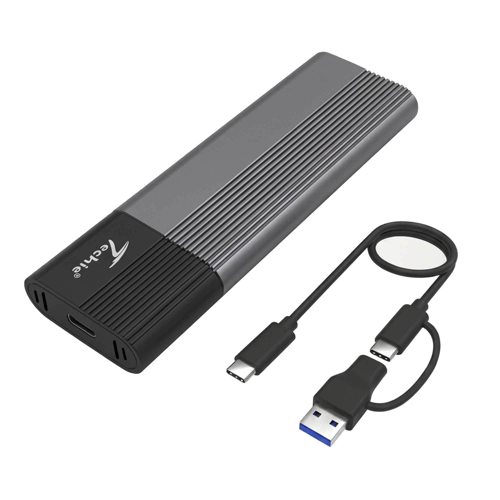 Techie M.2 NVMe + NGFF SATA SSD Enclosure – USB 3.2 Gen 2 / 10 Gbps, Aluminium with Heat Sink