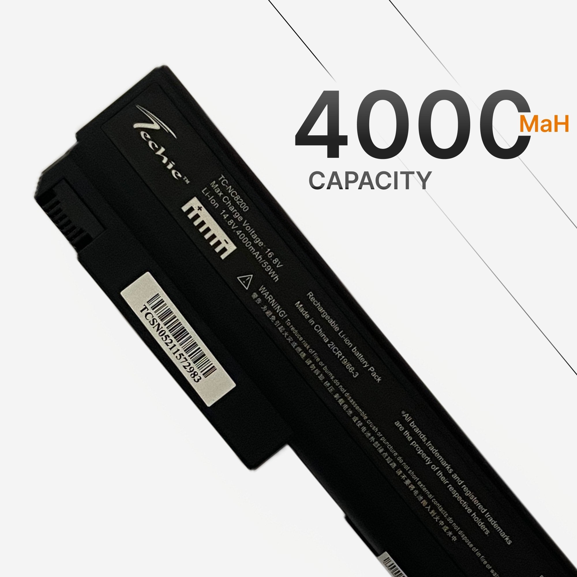 Techie Compatible Battery for HP NX7400 - Business Notebook 7400, 8200, 8400 Series Laptops (4000mAh, 6-Cell)