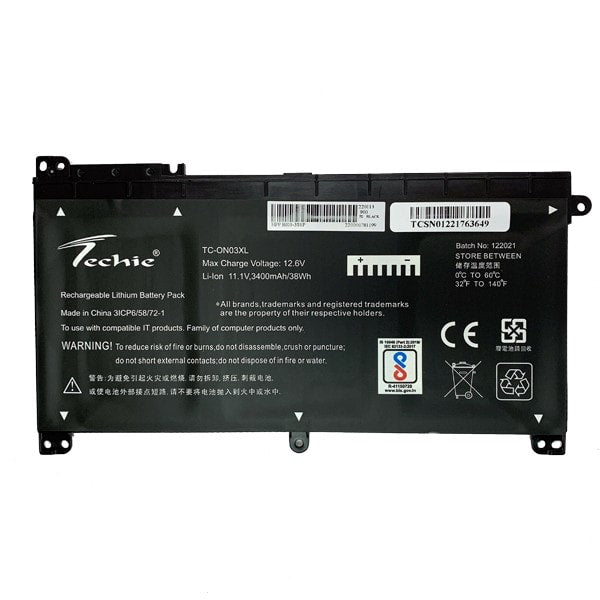 Techie Compatible Battery for HP ON03xl - B103XL, BIO3XL, Stream 14-DS, 14-CB, 14-AX, Pavilion X360 13-U104TU Laptops (3400mAh, 3-Cell)