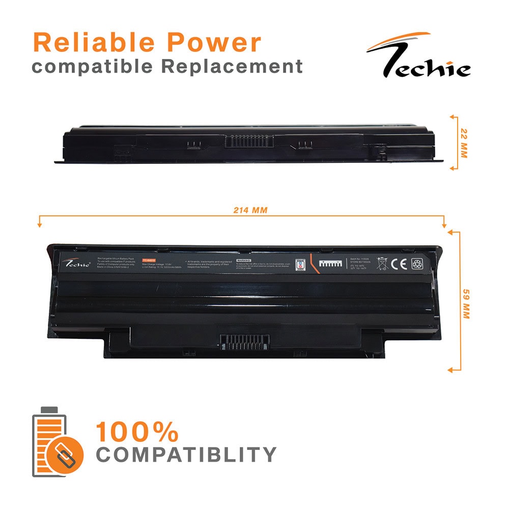 Techie Pro Series Laptop Battery for Dell N4010, J1KND - 6-Cell, 5200 mAh, Long Backup