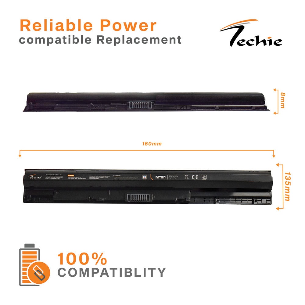 Techie Pro Series Laptop Battery for Dell 3451, M5Y1K - 4-Cell, 2600 mAh, Long Backup