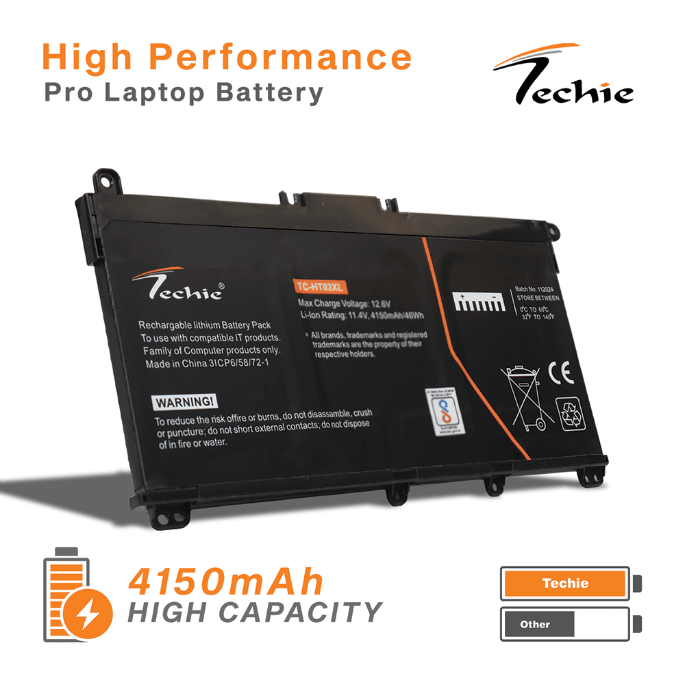 Techie Pro Series Laptop Battery for HP HT03XL - 3-Cell, 4150 mAh, Long Backup