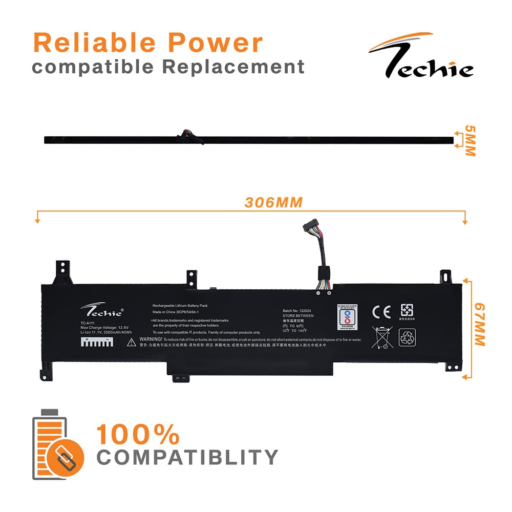 Techie Laptop Battery for Lenovo L21M3PF0, IdeaPad 1 14ADA7, 14IGL7, 14IJL7, 15ADA7, 15IGL7, 15ALC7 Series Laptops (3560mAh, 3-Cell)