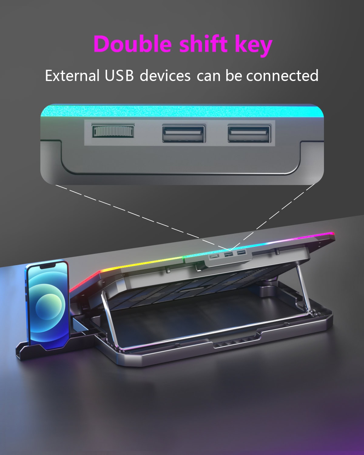 Techie Aerocool 6 Fan Laptop Cooling Pad With Touch Control RGB Lights.