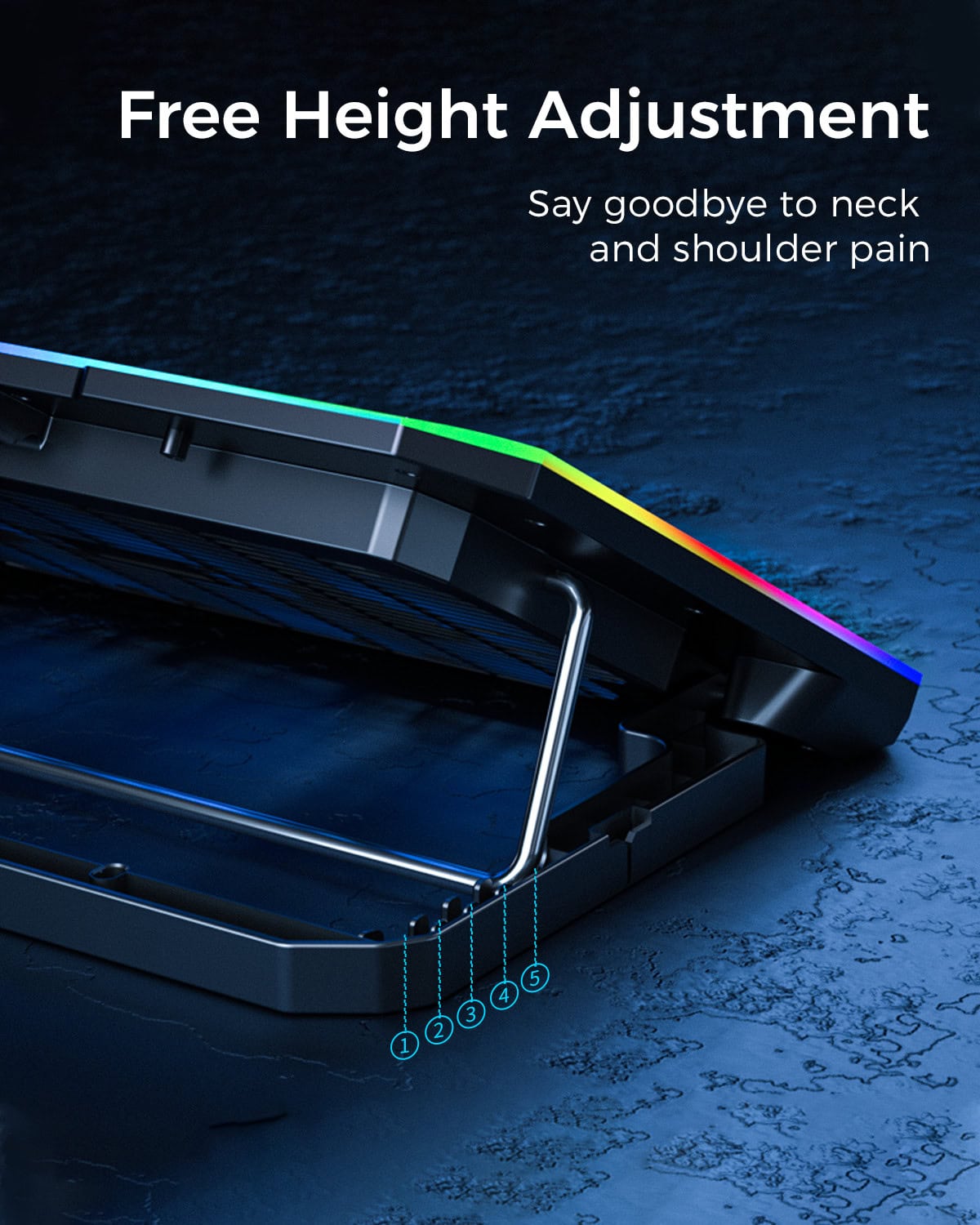 Techie Aerocool 6 Fan Laptop Cooling Pad With Touch Control RGB Lights.