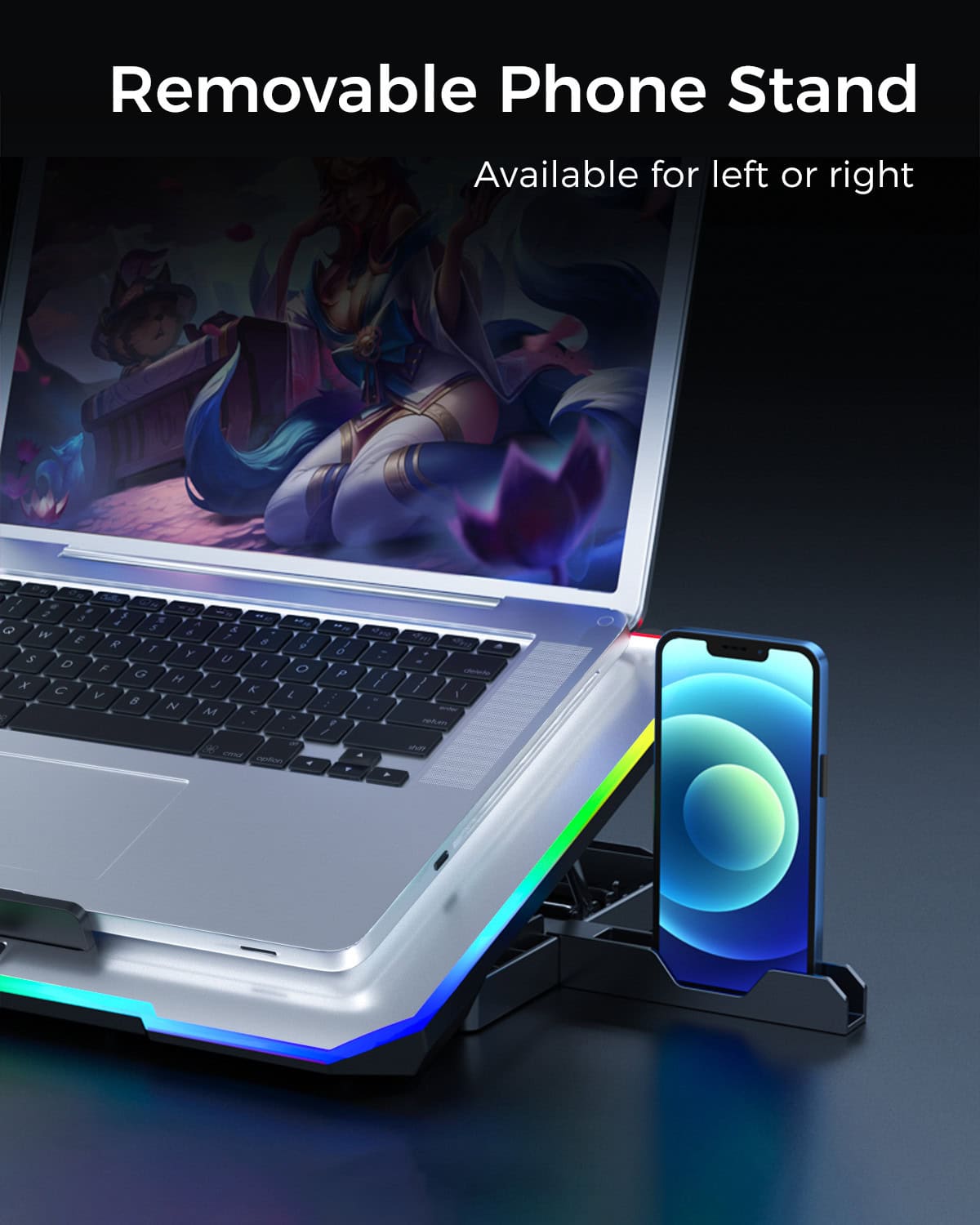 Techie Aerocool 6 Fan Laptop Cooling Pad With Touch Control RGB Lights.