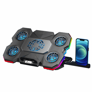 Techie ArcticFlow 5-Fan Laptop Cooling Pad with ChillPad and Touch RGB Controls.