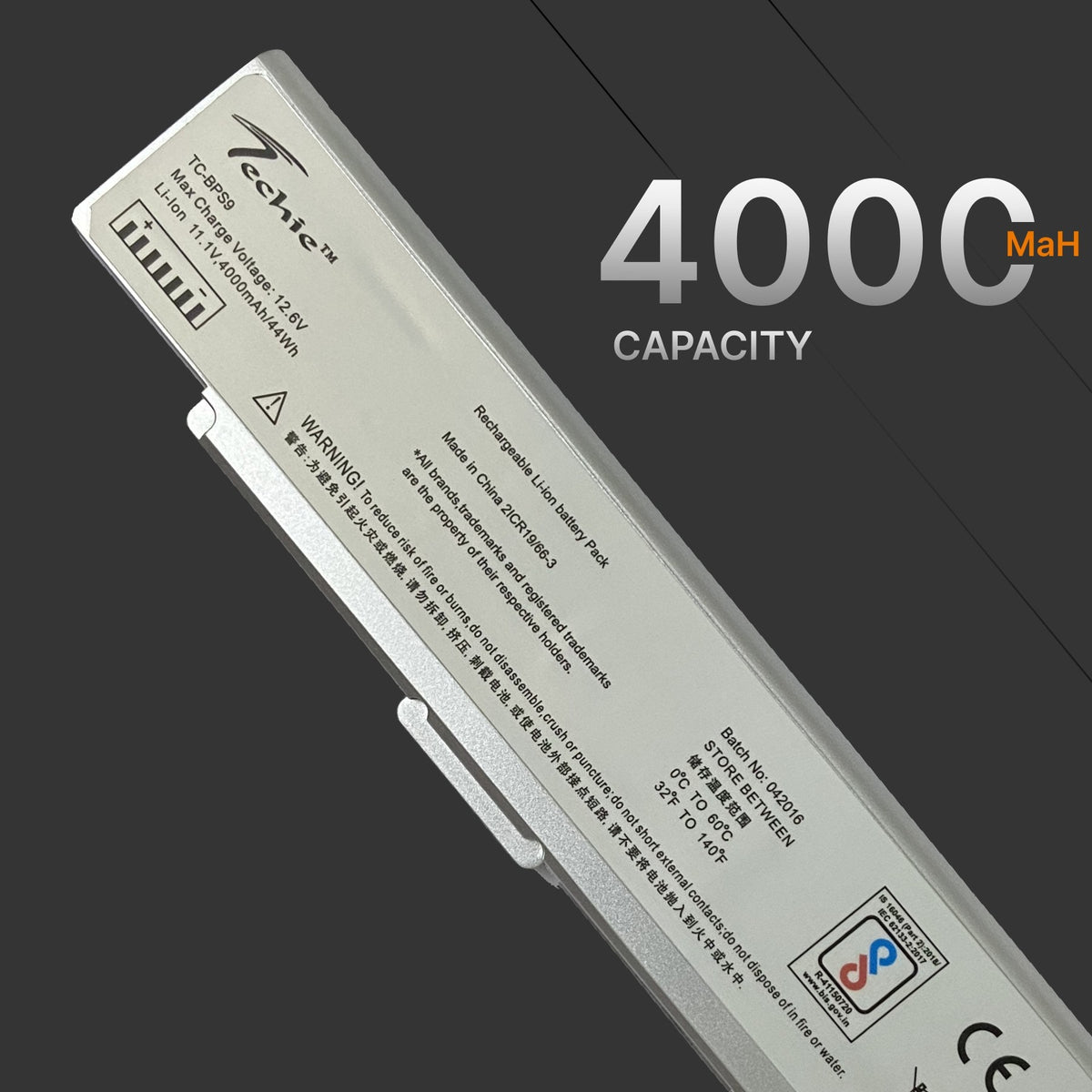 Techie Compatible Battery for SONY BPS9S - VGP-BPS9/S, VGP-BPL9, VGP-BPS9A/B, VGP-BPS10 Laptops (Silver) (4000mAh, 6-Cell)