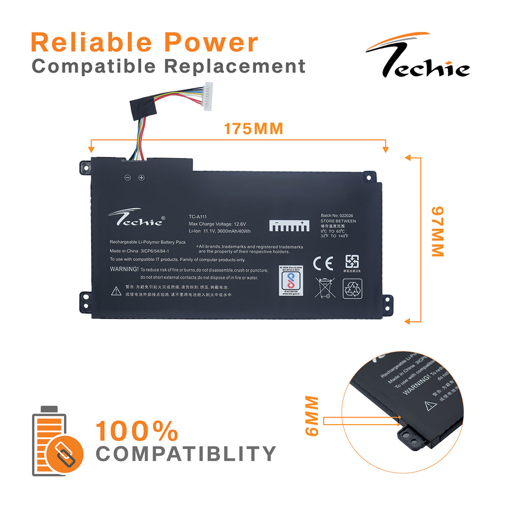 Techie Battery for Asus B31N1912 E410M - Asus Vivobook E410MA-EK354T, E510MA-BQ705W, Laptops (3600mAh, 3-cell)