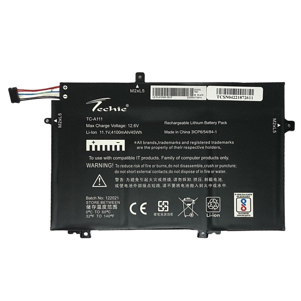 Techie Compatible Battery for Lenovo L480 - L17L3P52, ThinkPad L14 Series, L490, L580, L590, L580 Series Laptops (4100mAh, 3-Cell)