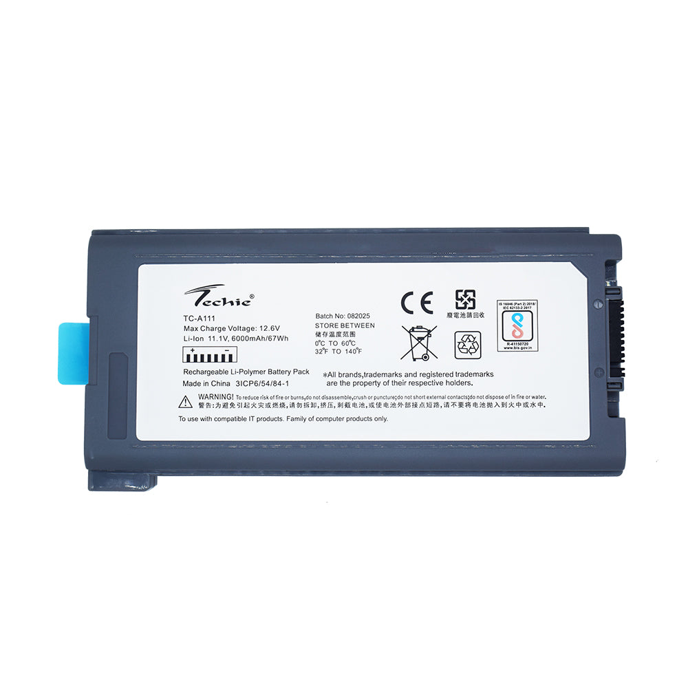 Techie Compatible Battery for Panasonic CF30 – Toughbook CF-30, CF-31, & CF-53 Series Laptops (6000mAh, 9-Cell)