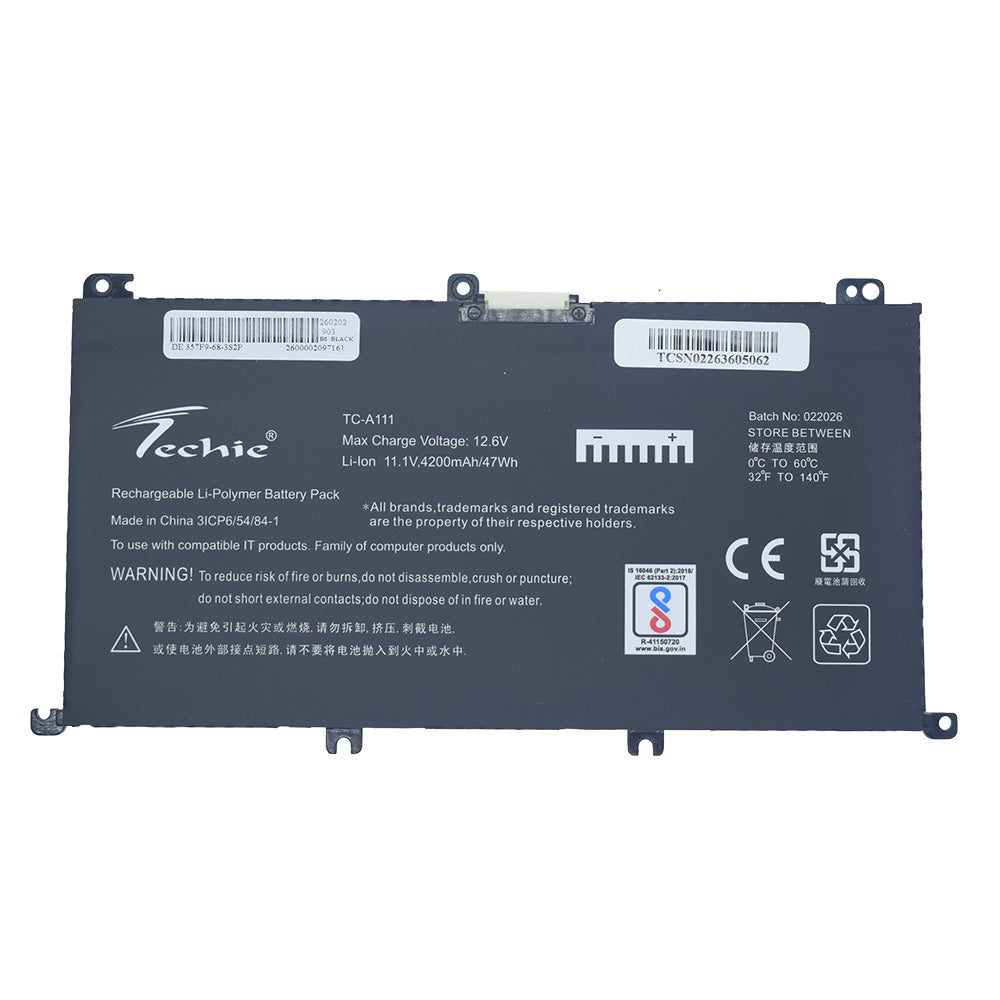 Techie Compatible Battery for Dell 357F9 - Inspiron 15 7566, 7567, 7557, 5576, 5577 Laptops (4200mAh, 6-Cell)