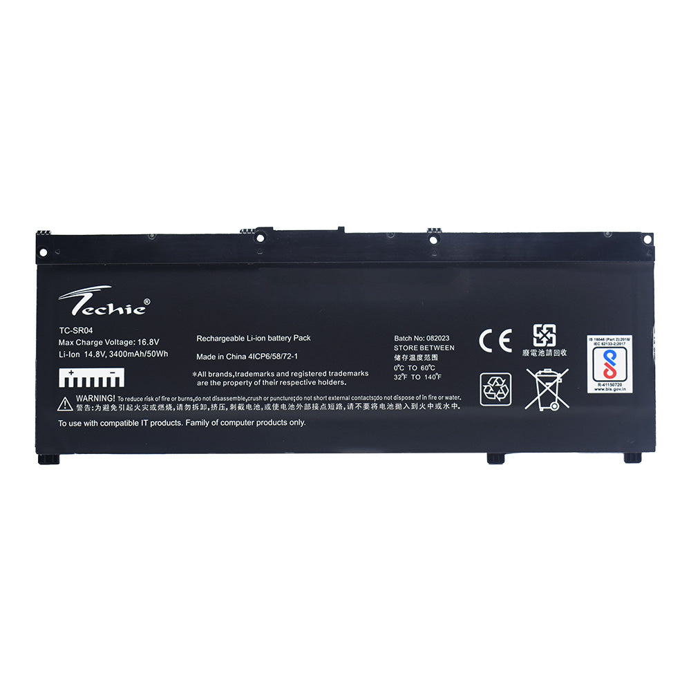 Techie Compatible Battery for HP SR04 - SR03XL, SR04XL, Omen 15-CE, Gaming Pavilion 15-CX0000NK Laptops (3400mAh, 4-Cell)