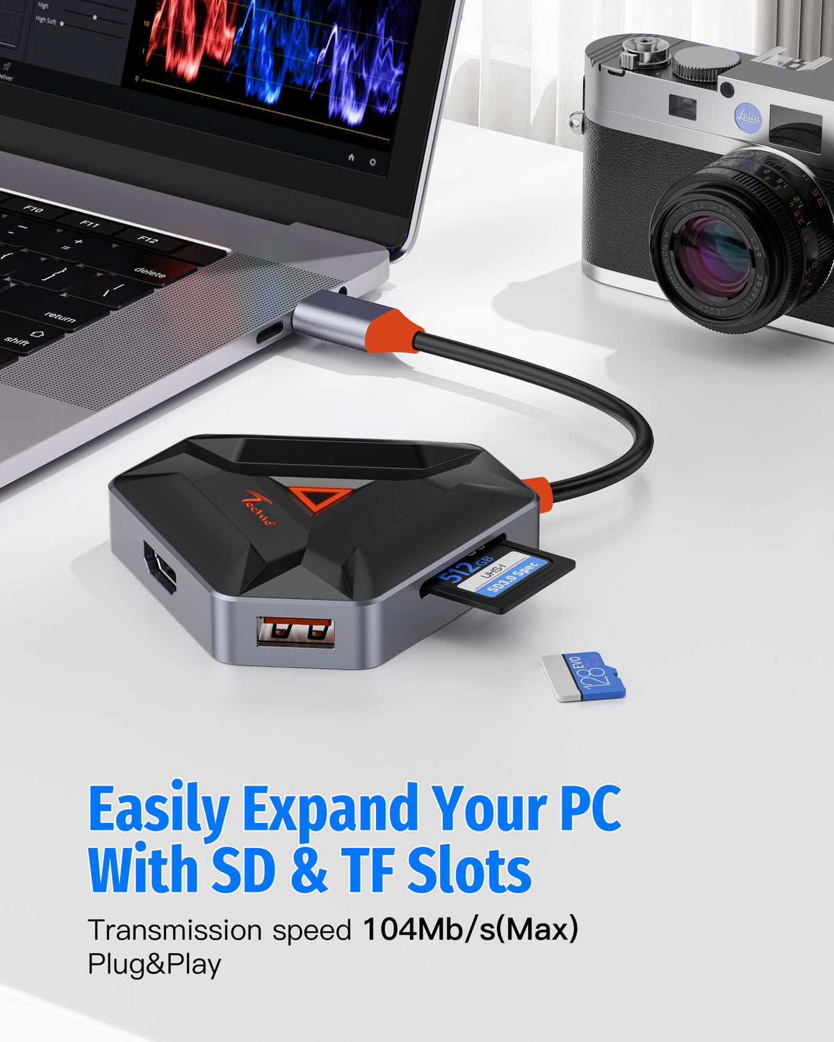Simplify Your Connectivity with Techie TC Connect 6-in-1 Hub – Dual USB 3.0, 4K HDMI, SD/MicroSD & 100W Type-C PD for Laptop, PC, Mac