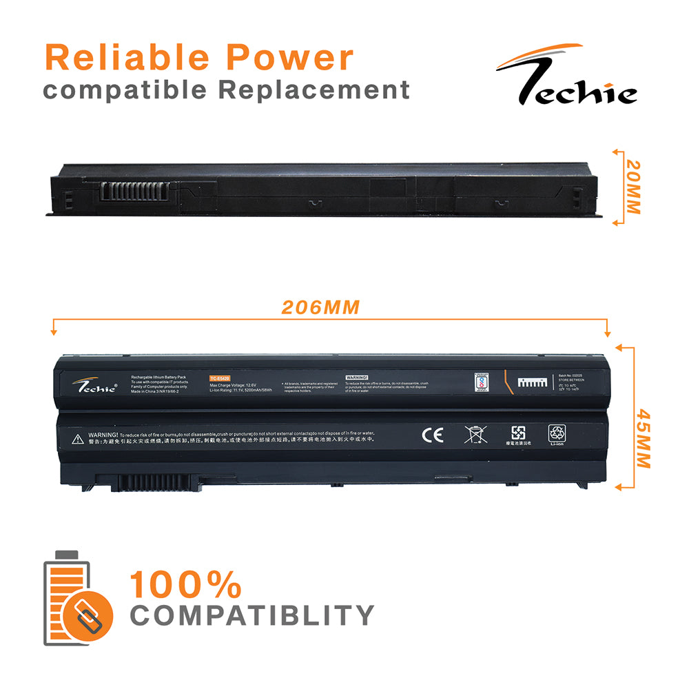 Techie Pro Series Laptop Battery for Dell E5420 – 6-Cell, 5200 mAh, Long Backup