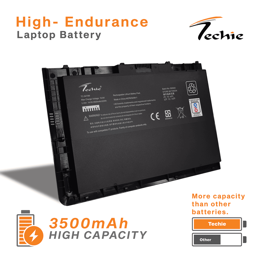 Techie Compatible Battery for HP 9470M - EliteBook Folio 9480M Laptops (3500mAh, 4-Cell)