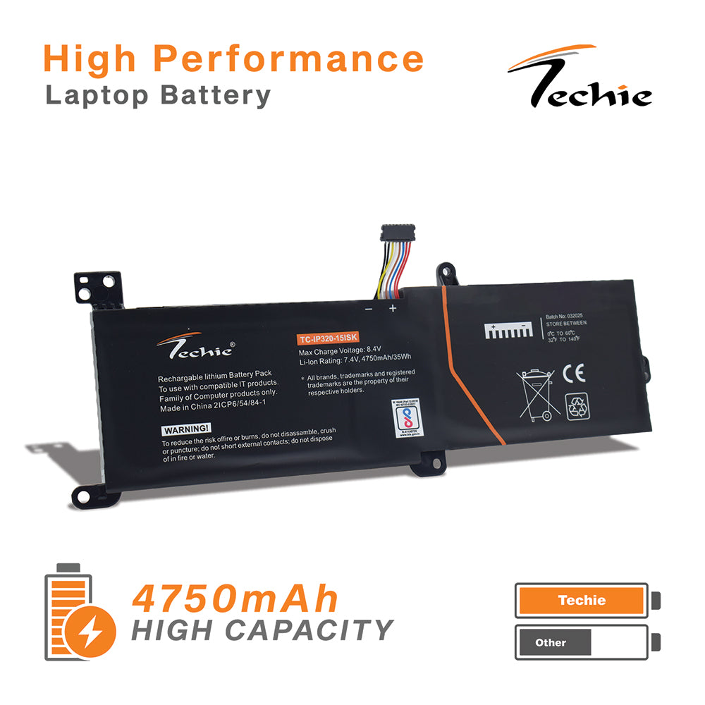 Techie Pro Series Laptop Battery for Lenovo IP320-15ISK, L16C2PB1 – 2-Cell, 4750 mAh, Long Backup