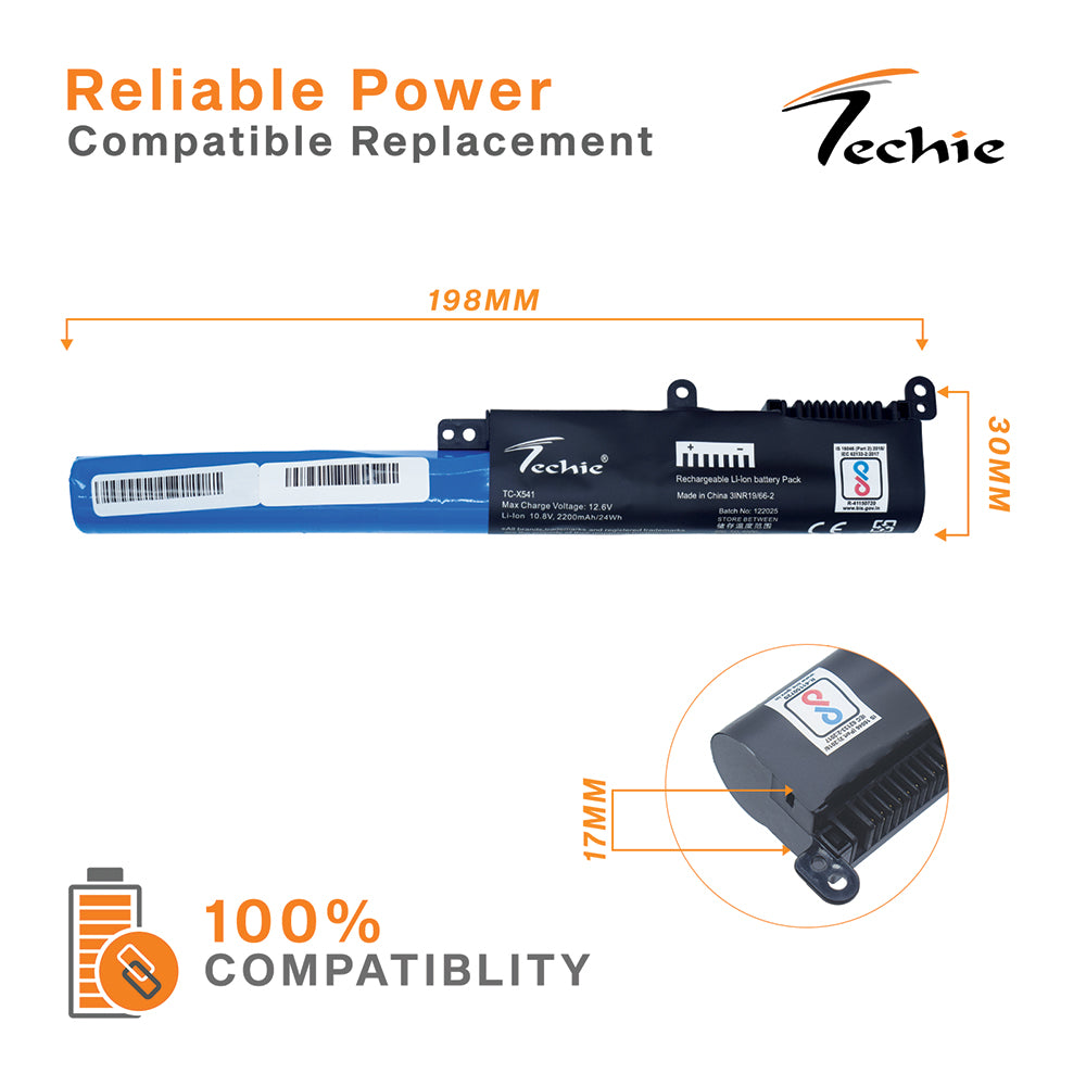 Techie Compatible Battery for Asus X541 - R541UA, X541SA, X541SC, X541U Series Laptops (2200mAh, 3-Cell )