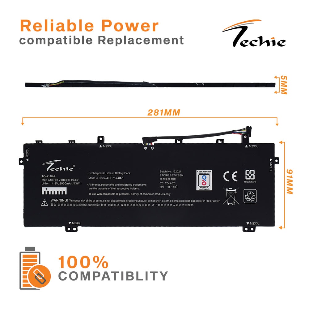 Techie Battery for Lenovo L19M4PG0, Legion Y740S-15IMH Series Laptops (2900mAh, 4-Cell)