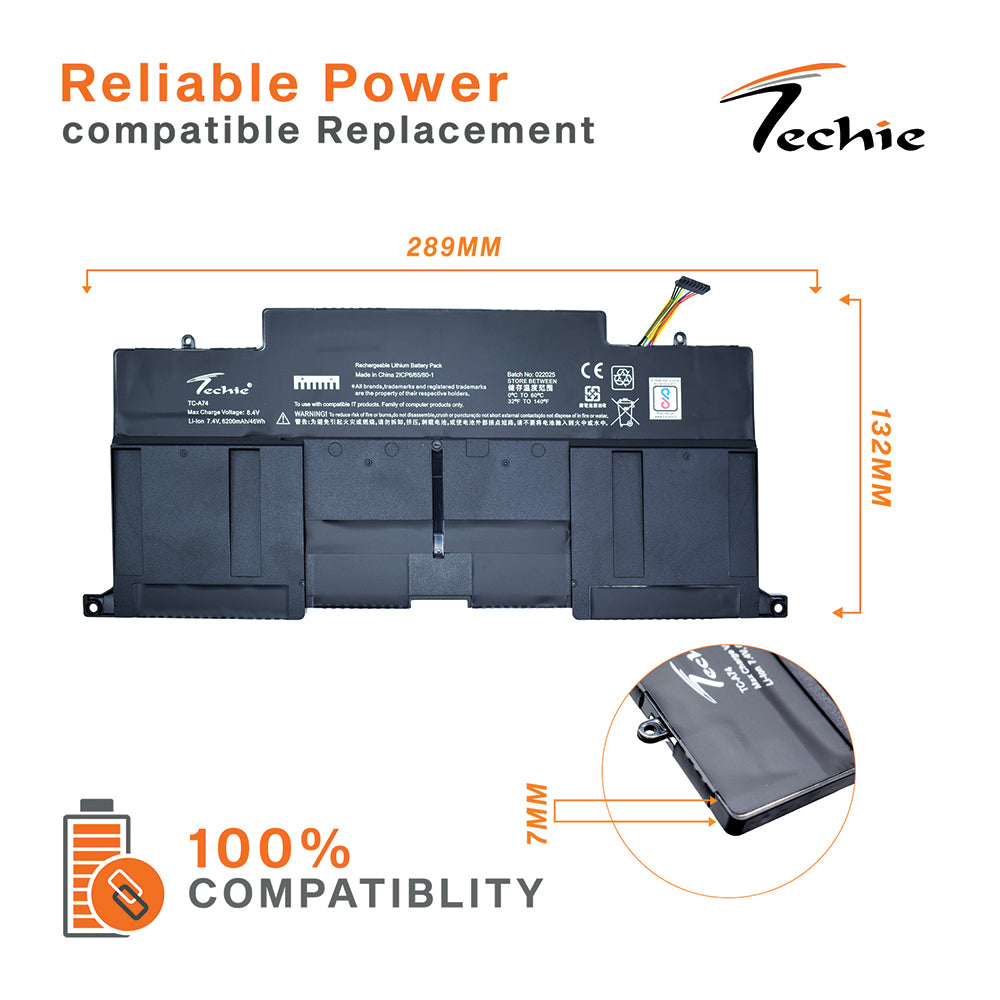 Techie Compatible Battery for Asus C22-UX31 – ZenBook UX31A, UX31E & ZenBook BX31A Series Laptops (6840mAh, 4-Cell)