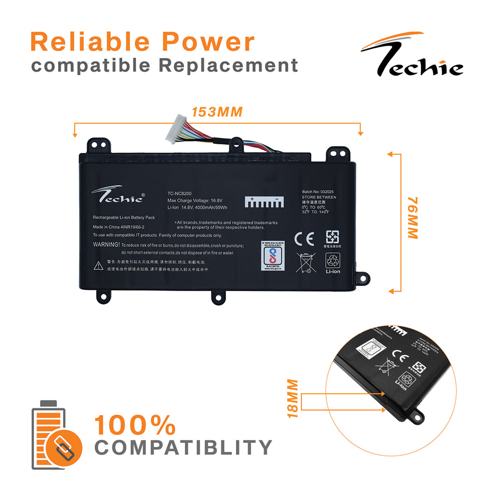 Techie Compatible Battery for Acer AS15B3N – Predator 15 G9-591, Predator 17 G9-791 & Predator 17 G9-793 Series Laptops (4400mAh, 8-Cell)