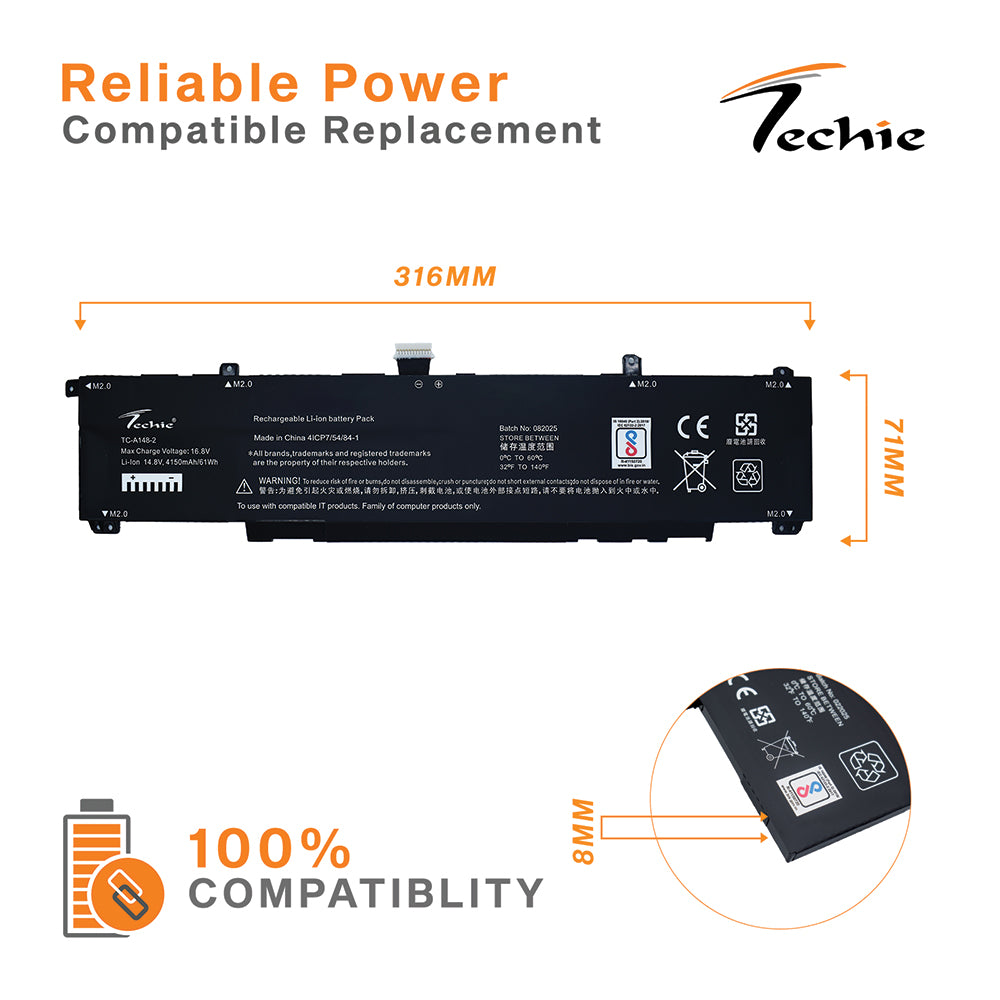 Techie Battery For HP WK04, WK04XL, VICTUS 16-S00, Omen 16-B, Omen 16-C, Omen 17-CK Series Laptops (4150mAh, 4-Cell)