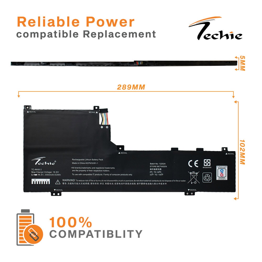 Techie Laptop Battery for Lenovo L19M4PD2, IdeaPad S740-14IIL, YOGA S740-14IIL Laptops (3560mAh, 4-Cell)