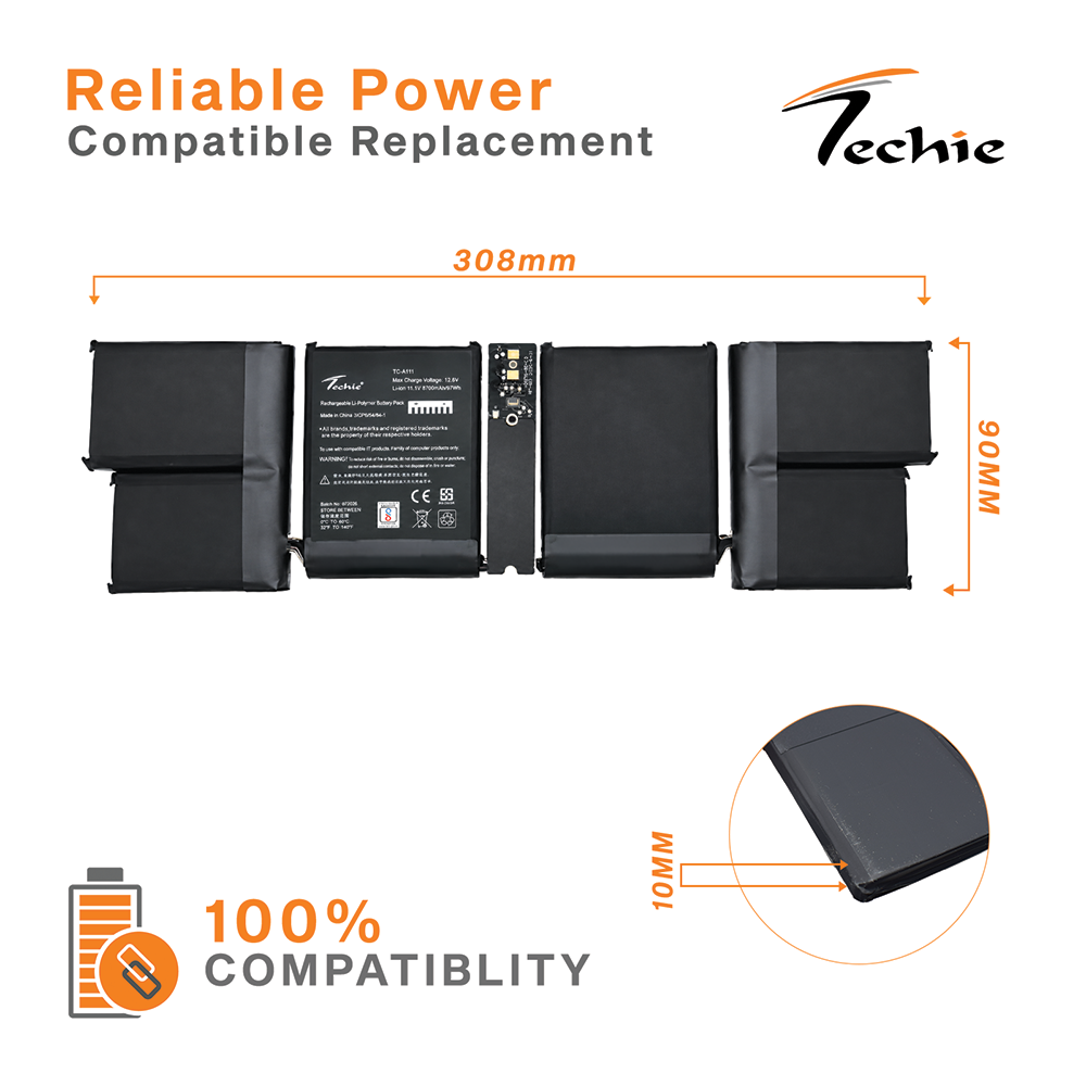 Techie Compatible Battery for Apple A2976 - MacBook Pro 16-inch M3/M4 PRO/MAX, A2991, A3403  Laptops (8700mAh, 6-Cell)